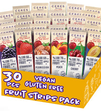 Fruit Strips Variety Pack, 30 Pcs Vegan, Gluten-Free Fruit Leather Snacks Gift Box, No Added Sugar, 6 Flavor Healthy Snacks (Strawberry, Plum, Peach, Blackberry, Persimmon, and Cherry) 0.7 Oz Strips