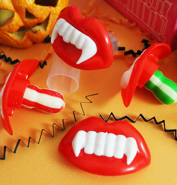 Wax Vampire Teeth Fang Candy Bulk 20 Pcs, Individually Wrapped Fake Buck Teeth Candies, Creepy Scarry Lips Vintage Retro Hard Lollipop Candy for Thanksgiving and Christmas