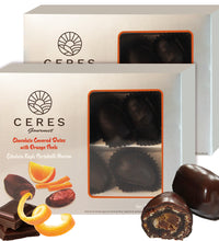 Dark Chocolate Coated Medjool Dates Stuffed with Almonds/Orange 2 Packs-8.46 Oz, Premium Bitter Chocolate Covered Dates