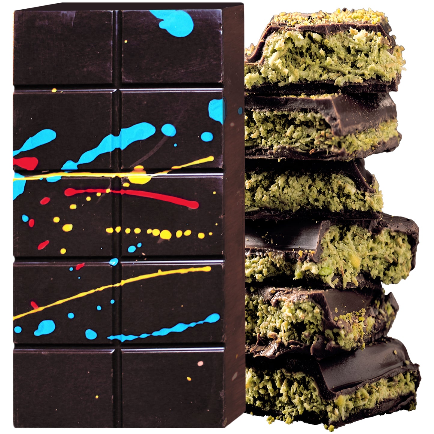 Dark Chocolate Dubai Crispy Knafeh Pistachio Bar 7oz | Kunafa Chocolate Delight | Crunchy Chocolate with Rich Pistachio Kunafe Filling | Gourmet Dessert Gift