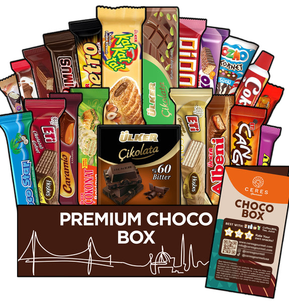 Ceres Gourmet International Chocolate Variety Box 21 Pcs, Full-Size Foreign Chocolates and Candies and Bars, Assorted Exotic Turkish Candy Snacks from Around The World (Midi)