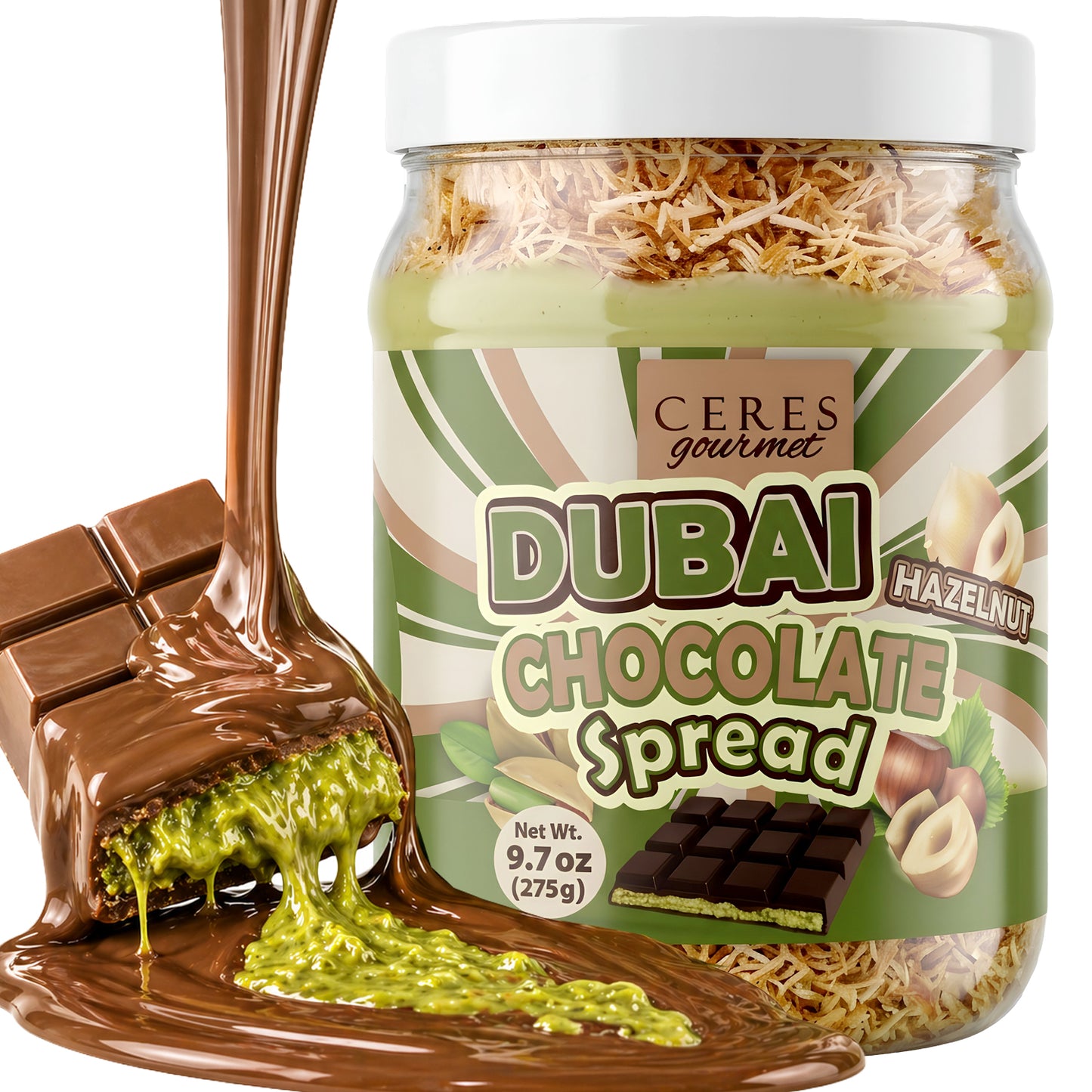 Viral Dubai Chocolate Spread: Pistachio, Hazelnut & Crunchy Kataifi (9.7 oz)