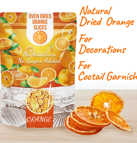 Dried Orange Slices for Cocktail Garnish, Dehydrated Orange Wheels for Cake, Cooking, Decoration, Christmas Decor, Natural Sun Dried Citrus Fruit, 5.65 Oz