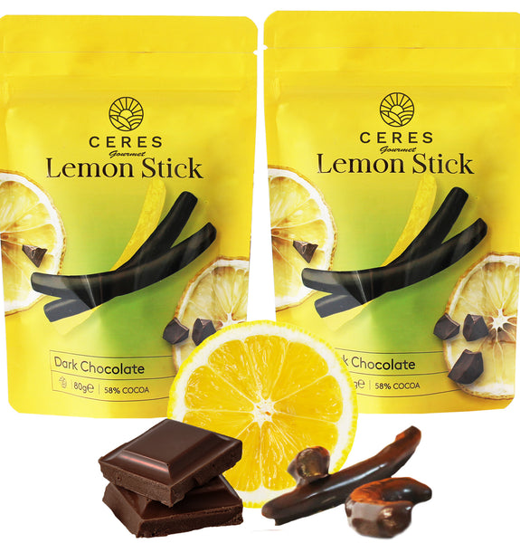 Chocolate Covered Fruits-2 Packs 5.64 Oz, Fruit Peels Covered with Dark Chocolate, Delicious Sweet Yummy Chocolate Coated Fruit Candy(2.82 Ozx 2 Packs) (Lemon)