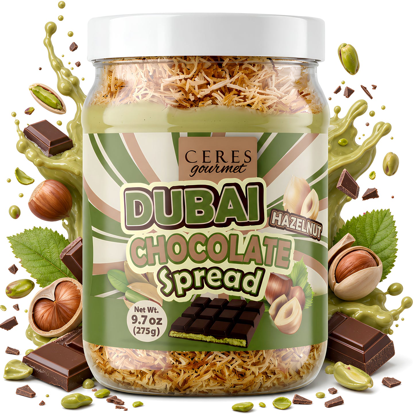 Viral Dubai Chocolate Spread: Pistachio, Hazelnut & Crunchy Kataifi (9.7 oz)