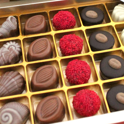 Handmade Artisanal Assorted Chocolate Gift Box - 6 Delicious Flavors, Chocolate Truffles & Candy 24 Pcs