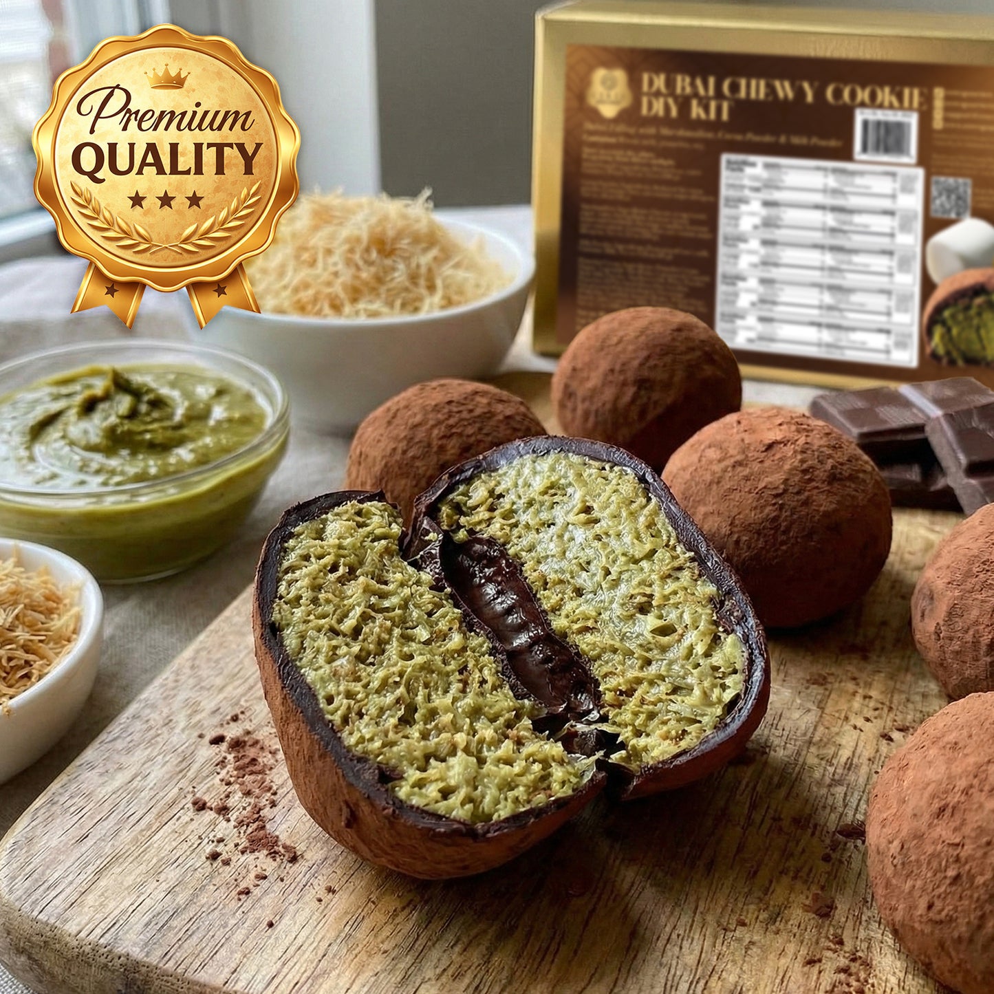 DIY Dubai Chewy Cookie Kit | Viral Pistachio & Kataifi No-Bake Dessert
