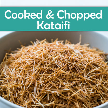 Cooked & Chopped Kataifi for Dubai Chocolate, Ready-to-Use Shredded Topping for Desserts, Crushed Kataifi, Vacuum-Sealed Kadayif Pastry for Freshness, (7oz)