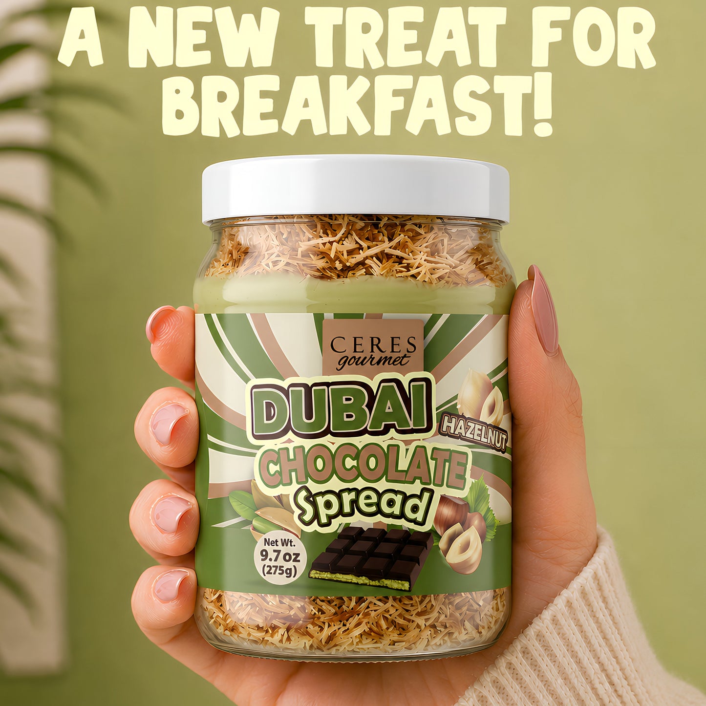 Viral Dubai Chocolate Spread: Pistachio, Hazelnut & Crunchy Kataifi (9.7 oz)