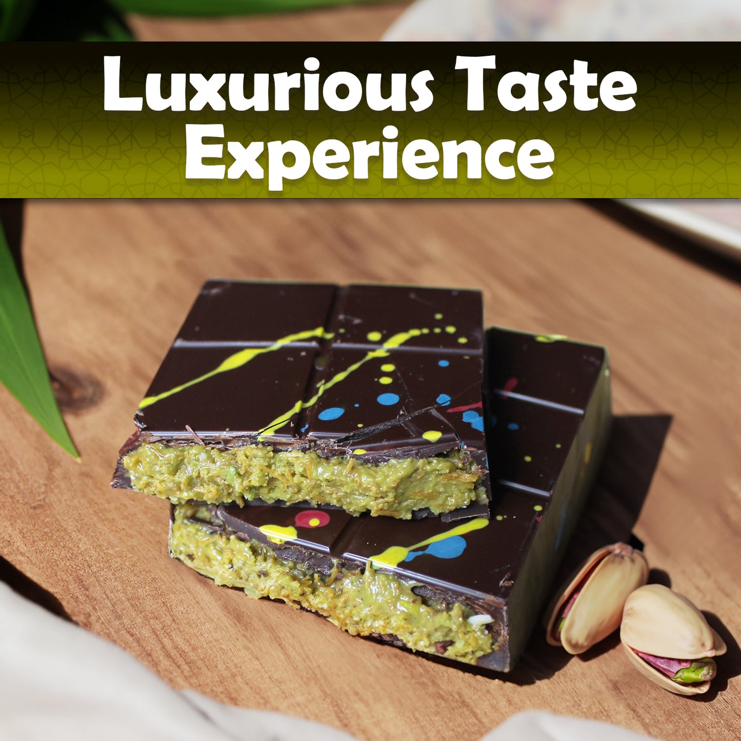 Dark Chocolate Dubai Crispy Knafeh Pistachio Bar 7oz | Kunafa Chocolate Delight | Crunchy Chocolate with Rich Pistachio Kunafe Filling | Gourmet Dessert Gift