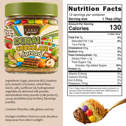 Viral Dubai Rainbow Chocolate Spread: Pistachio & Kataifi Crunch (9.7 oz)