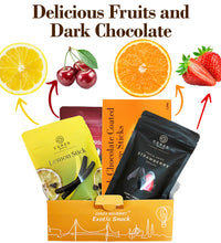 Chocolate Covered Fruits Variety Pack 4 Pcs, Orange, Cherry, Strawberry, Lemon, Exquisite Dark Chocolate-Covered Fruit Gift Box - Perfect Blend of Sweetness and Indulgence with Bigger Packaging