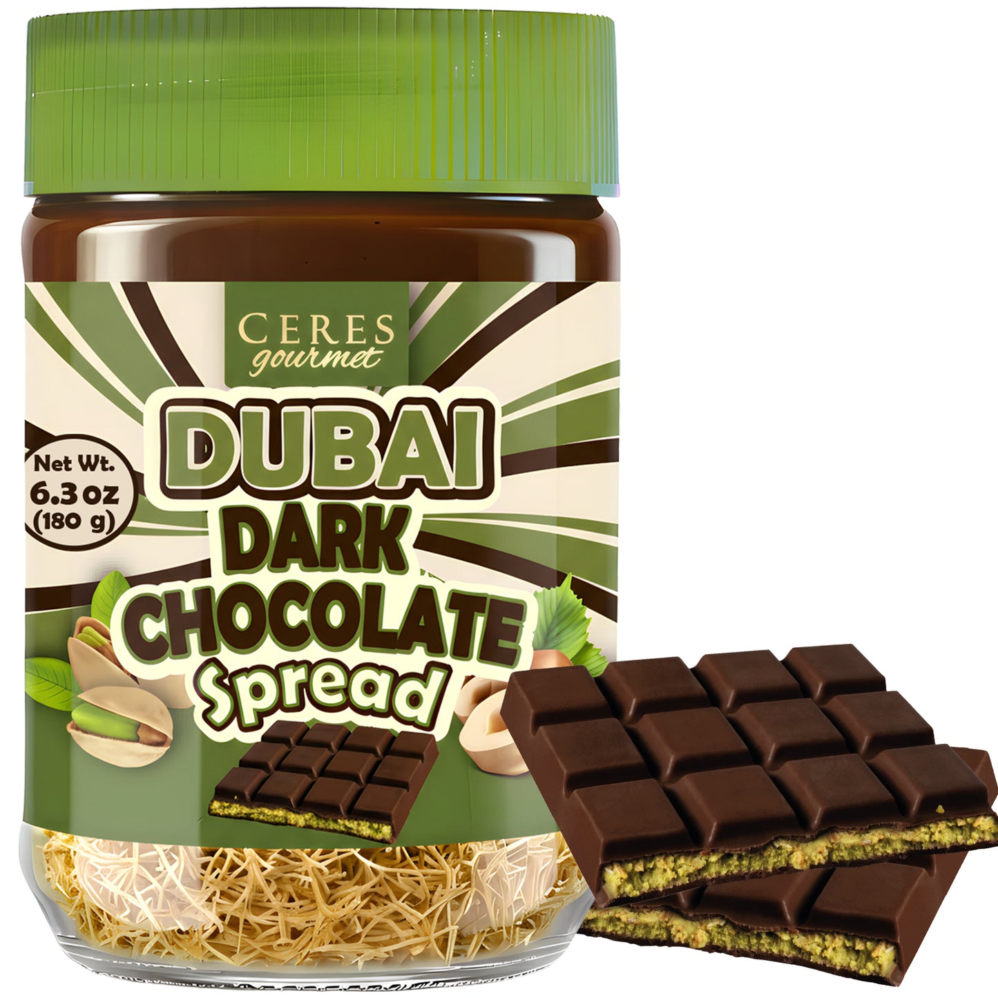 Belgian Dark Dubai Chocolate Kataifi Spread 6.35 oz