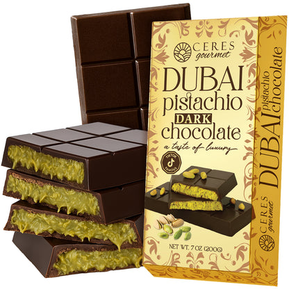 Dark Chocolate Dubai Crispy Knafeh Pistachio Bar 7oz