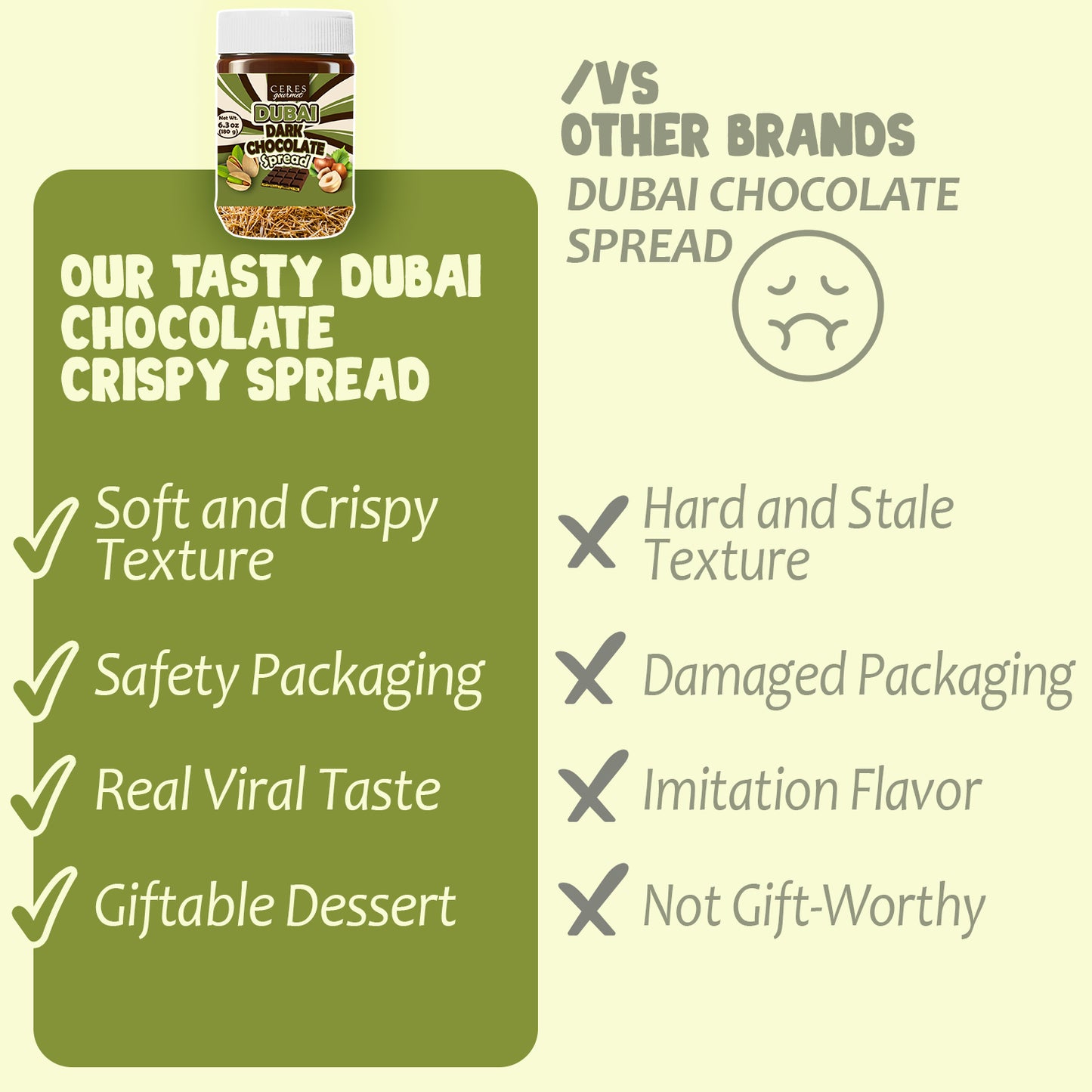 Belgian Dark Dubai Chocolate Kataifi Spread 6.35 oz