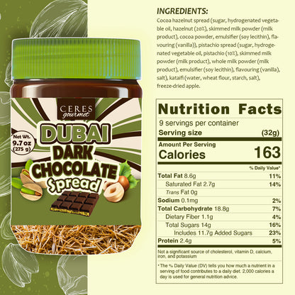 Dark Dubai Chocolate Spread 9.7 oz
