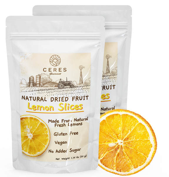Dried Lemon Slices, Dehydrated Lemon Wheels for Cocktails (35 to 45 Slices) 3.5 Oz, Natural Dried Fruit Cocktail Garnish for Drinks, Decorations, Cake, Cooking, Tea