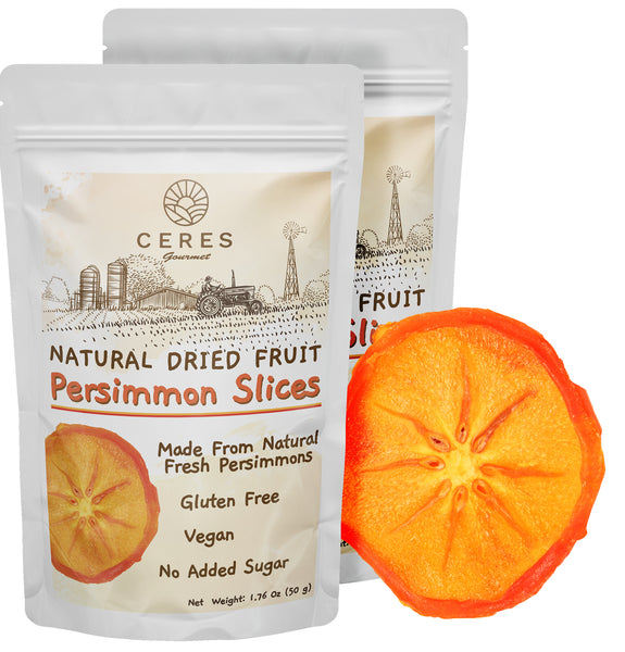 Dried Persimmon Slices 3.5 Oz, Dried Fruit Snack Packs, Healthy Snack, All Natural, No Sugar Added