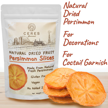 Dried Persimmon Slices 3.5 Oz, Dried Fruit Snack Packs, Healthy Snack, All Natural, No Sugar Added