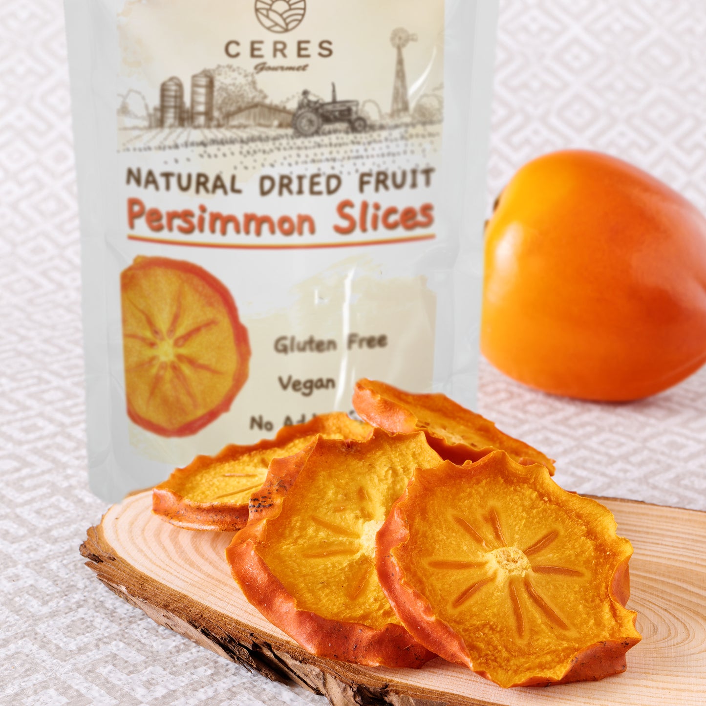 Dried Persimmon Slices 3.5 Oz, Dried Fruit Snack Packs, Healthy Snack, All Natural, No Sugar Added