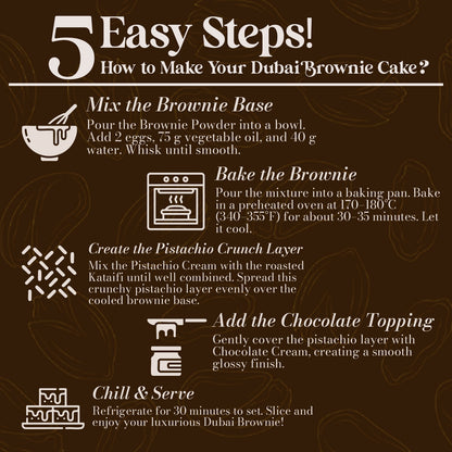 Dubai Brownie DIY Kit -Brownie Powder Mix & Pistachio and Chocolate Cream & Roasted Kataifi