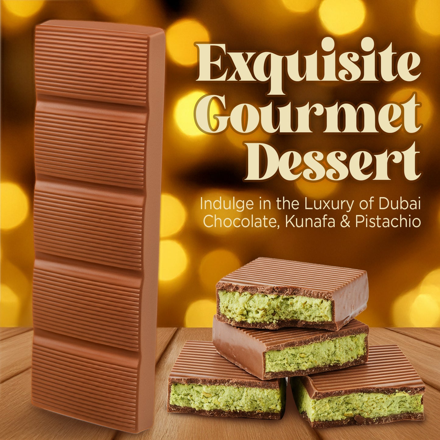 Dubai Chocolate Bar – 2.3 oz | Crunchy Kataifi & Rich European Pistachio Paste
