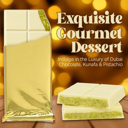 White Dubai Chocolate Crispy Knafeh Pistachio Bar 7oz