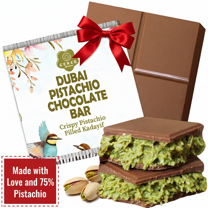 Dubai Chocolate Pistachio Bar 3.5 Oz Square, Luxury Halloween Chocolate