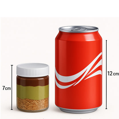 A 7 cm jar of Ceres Gourmet Dubai Chocolate Spread (6.35 oz) with a white lid sits beside a 12 cm red soda can, both displayed against a clean white background. Perfect for breakfast, snacks, and desserts.