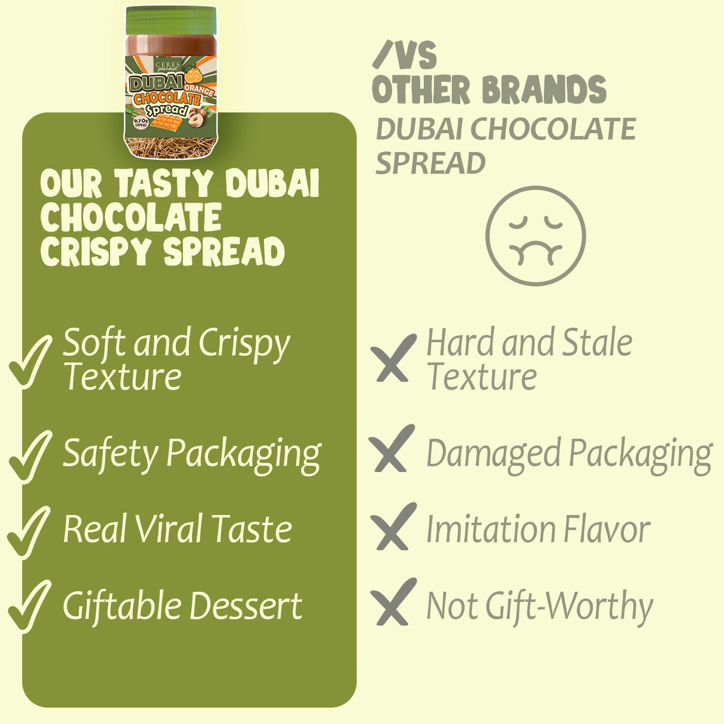 Dubai Chocolate Spread with Real Freeze-Dried Fruit Chunks – 9.7 oz