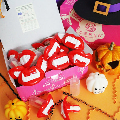 Wax Vampire Teeth Fang Candy Bulk 20 Pcs, Individually Wrapped Fake Buck Teeth Candies, Creepy Scarry Lips Vintage Retro Hard Lollipop Candy for Thanksgiving and Christmas - Ceres Gourmet