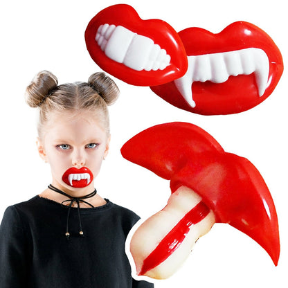 Wax Vampire Teeth Fang Candy Bulk 20 Pcs, Individually Wrapped Fake Buck Teeth Candies, Creepy Scarry Lips Vintage Retro Hard Lollipop Candy for Thanksgiving and Christmas - Ceres Gourmet