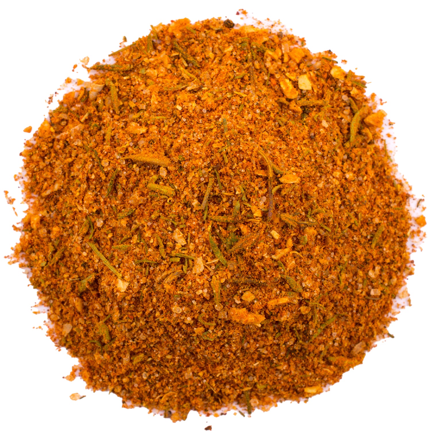 A close-up of Ceres Gourmet Harissa Seasoning Blend, 3.5 oz, an aromatic and mildly spicy orange-red powder featuring various dried herbs and seasonings, shown against a white background.