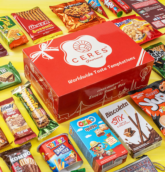 International Snack Box 30 Pcs,  Premium Foreign Rare Snack Food Gifts with Suprise Item, European Snacks