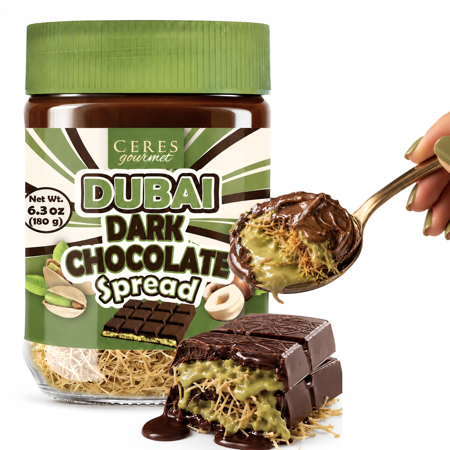 Belgian Dark Dubai Chocolate Kataifi Spread 6.35 oz
