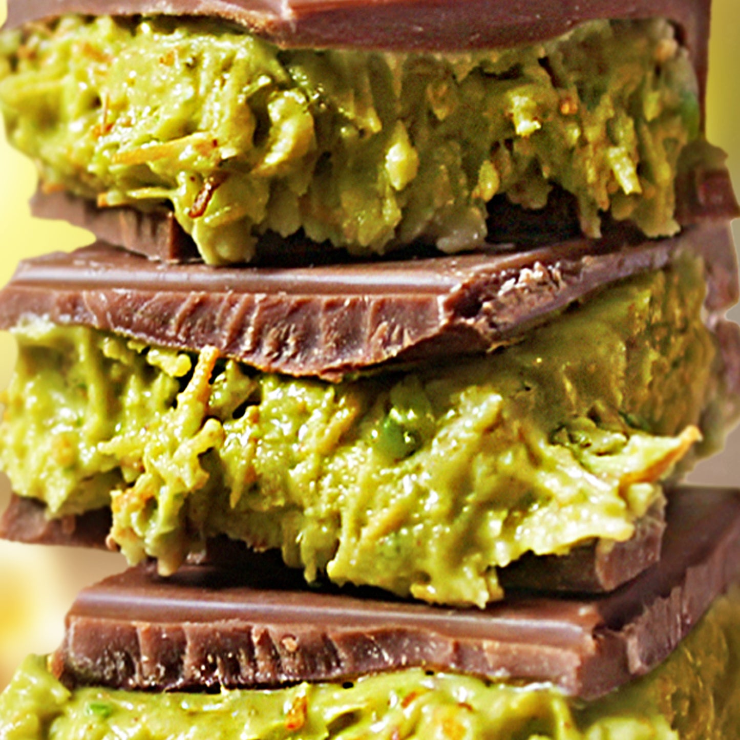Close-up of Ceres Gourmets Special Viral Dubai Chocolate Pistachio Bar 7oz, showcasing rich layers of chocolate and pistachio filling, elegantly presented in a signature box.