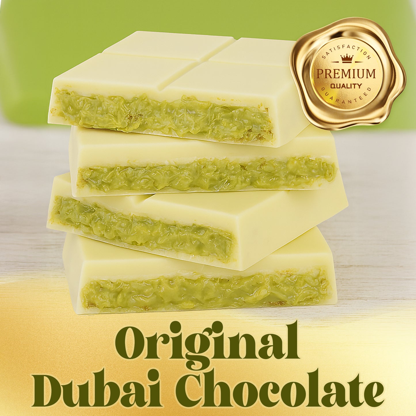 White Dubai Chocolate Crispy Knafeh Pistachio Bar 7oz