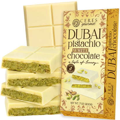 White Dubai Chocolate Crispy Knafeh Pistachio Bar 7oz