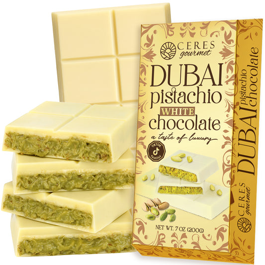 White Dubai Chocolate Crispy Knafeh Pistachio Bar 7oz