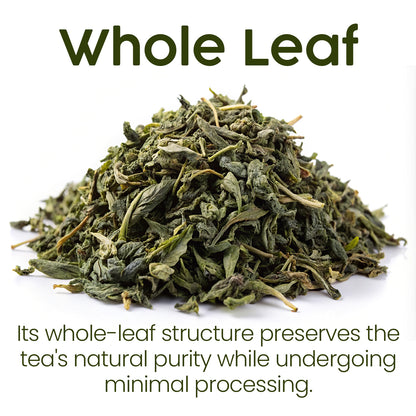 A pile of dried nettle leaves labeled Whole Leaf above and Ceres Gourmet Whole Leaf Nettle Tea 2.5 Oz preserves the natural purity of loose leaf tea with minimal processing below.
