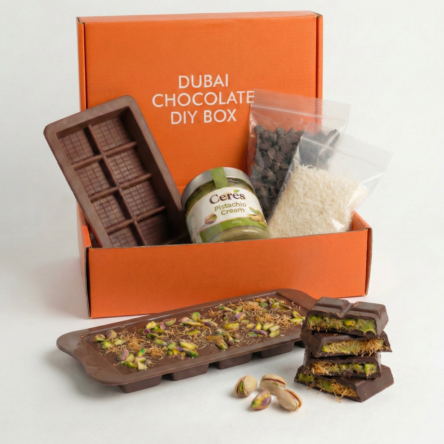 Dubai Chocolate Bar DIY Set - Milky - Dark or White Chocolate