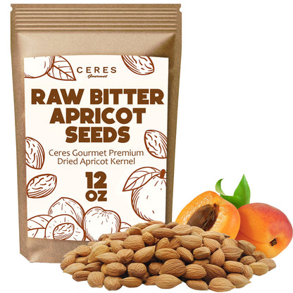 Bitter Apricot Seeds 12 oz, Raw & Bitter Organic Crunchy Apricot Kernels, 100% Natural