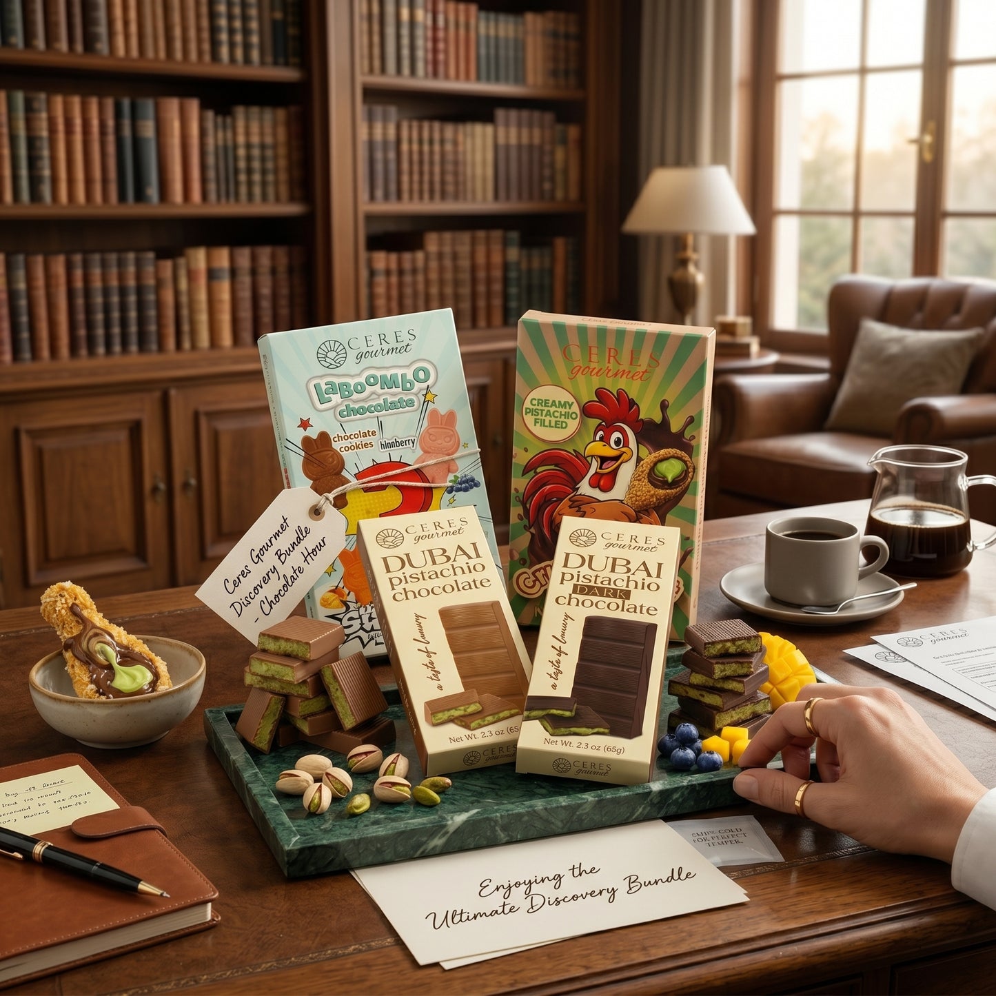 Ceres Gourmet Ultimate Dubai Chocolate Gift Set: Trio Bars & Viral Drumstick