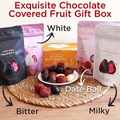 Chocolate Covered Strawberry Variety Pack 4 Pcs, Exquisite Chocolate - Covered Fruit Gift Box - Perfect Blend of Sweetness and Indulgence for Chocolate and Date Ball Lovers - Ceres Gourmet