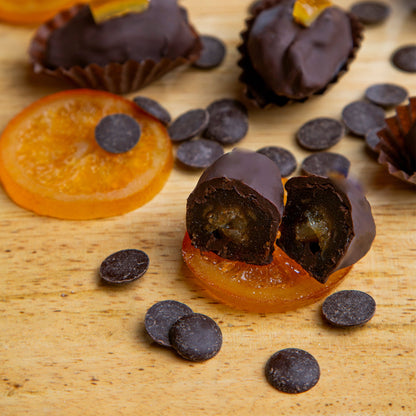 Dark Chocolate Coated Medjool Dates Stuffed with Almonds 2 Packs-8.46 Oz, Premium Bitter Chocolate Covered Dates (Orange) - Ceres Gourmet