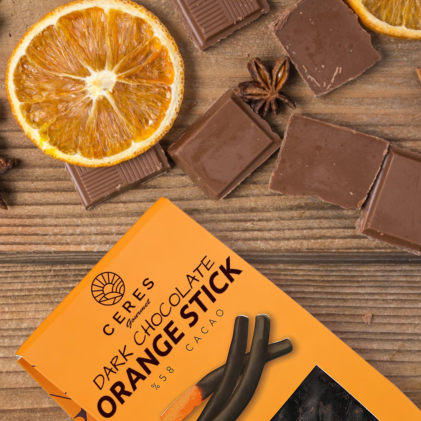 Dark Chocolate Covered Orange Peel Sticks 2 Packs 8.46 Oz - Premium Quality Candied Orange Peel Slices Covered with Dark Chocolate, Delicious Sweet Yummy Chocolate Coated Fruit Candy 8.46 Oz - Ceres Gourmet