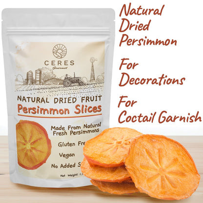 Dried Persimmon Slices 3.5 Oz, Dried Fruit Snack Packs, Healthy Snack, All Natural, No Sugar Added - Ceres Gourmet