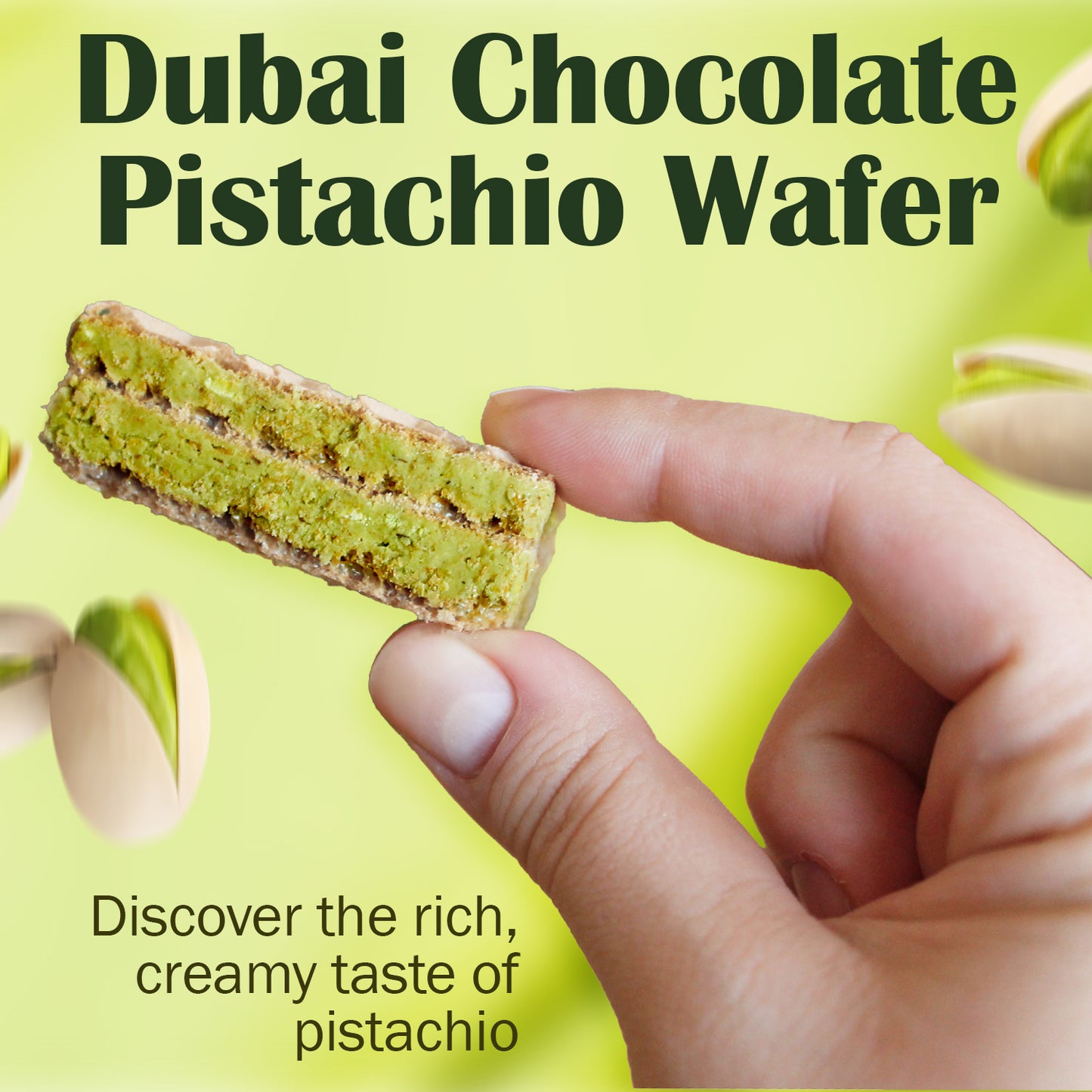 Dubai Chocolate Pistachio Wafer, 6 Pcs Crispy Knafeh Wafer in Individually Pack