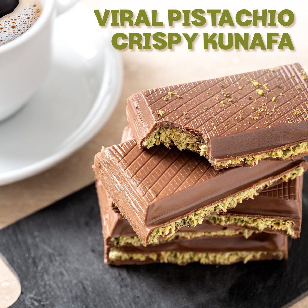 Dubai Kunafa Pistachio Chocolate Bar - 7oz - Exclusive Handmade Luxury Dessert, Perfect for Gifting, Fresh Daily Production - Ceres Gourmet