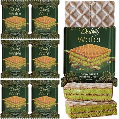 Dubai Chocolate Pistachio Wafer, 6 Pcs Crispy Knafeh Wafer in Individually Pack